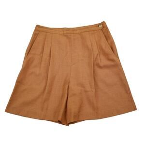 Hanasport Shorts Womens 14 Brown Pleated Slash Pockets Stretchable Waist Bottoms